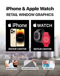 iPhone Watch iOS Handy Smartphone Uhr Reparatur Einzelhandelsgeschäft Frontschild Banner - Bild 1 von 9