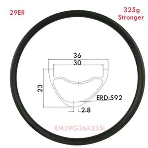 Asymmetric Carbon MTB Bicycle Rime 29er 36mm Width 23mm Depth Hookless Tubeless - Picture 1 of 5