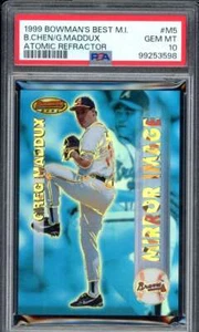 Greg Maddux/Bruce Chen 1999 Bowman's Best Atomic Refractor (pop 7) #M5 PSA 10 - Picture 1 of 2