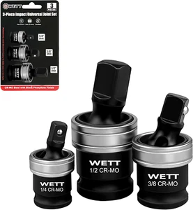 3-Piece Impact Universal Joint Socket Set, CR-MO Steel, 1/2", 3/8", 1/4" Drive - Picture 1 of 12