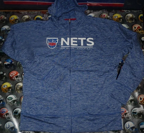 NEW NBA New Jersey Nets Basketball Full Zip Hoodie Hooded Sweatshirt Women 2XL Cover