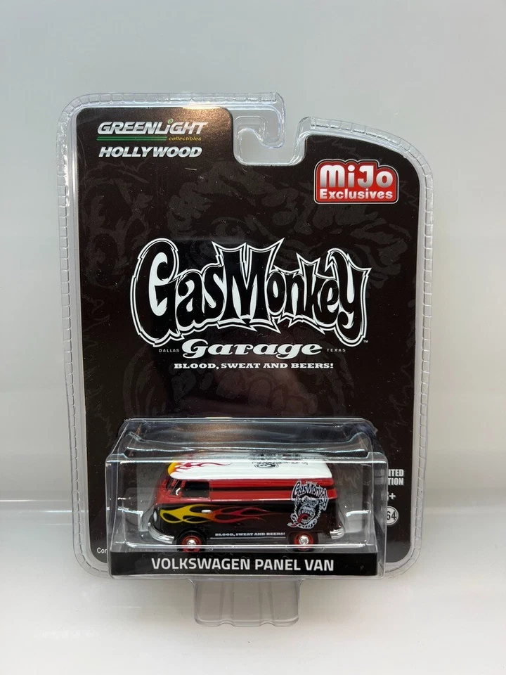 1:64 GREENLIGHT HOLLYWOOD GAS MONKEY GARAJE VW VOLKSWAGEN PANEL VAN MIJO Foto 1 de 1