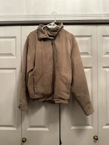 Weatherproof Tan Faux Suede Full Zip Jacket Mens Size Large Vintage - Picture 1 of 8