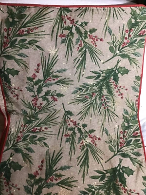 CYNTHIA ROWLEY TABLE RUNNER HOLLY PINE GREEN KHAKI 16” X 72” NWT - Image 1 of 4