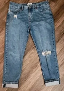 Denizen From Levi's Damen Boyfriend 4/27 Jeans Medium Wash Denim Distressed - Bild 1 von 10