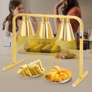 Lampada Scaldavivande 3 Teste 750W Lampada Isolamento Alimentare Commerciale Altezza Regolabile - Foto 1 di 24