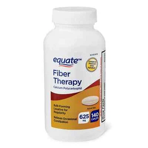 Equate Fiber Therapy Calcium Polycarbophil Caplets 625 mg 140 Count WW Free Ship - Picture 1 of 3