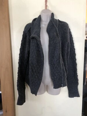 Velvet By Graham Spencer Grey Zip Up Cowl Neck Sweater Jacket L - Image 1 of 4