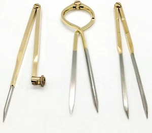 Brass Single Hand Navigation Chart Divider Pencil Compass – Set Of 3 - Picture 1 of 6