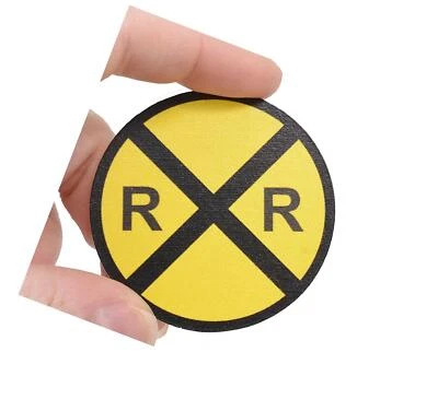 Dolls House Railroad Crossing Sign Yellow Railway Roadworks Warning Accessory - Image 1 of 4
