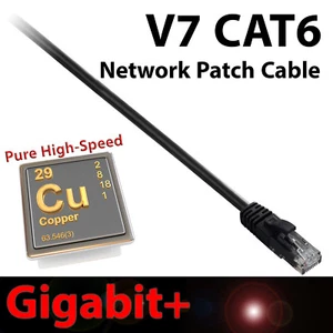 V7 14ft Black CAT6 Network Cable Ethernet Patch Gigabit+ Snagless Design RJ45 - Picture 1 of 1