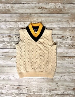 Brooks Brothers Cuello en V Tenis 100% Lana Merino Suéter Chaleco Crema Niños Talla S | 4T Foto 1 de 4