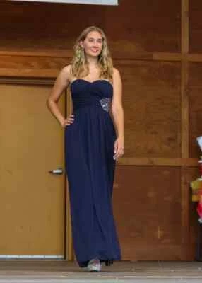 全新带标签 $134 My Michelle 海军蓝无肩带装饰礼服 14W 正装 — 第 1/4 张图片