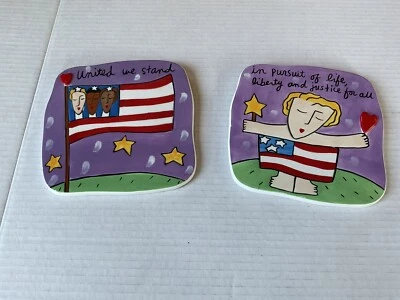 Wall Hanging Art set of 2, In Pursuit Of Life Liberty Justice & United We Stand  - Image 1 of 4