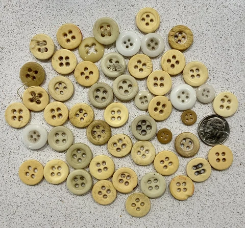 50 Antique VTG 1800s 4-Hole Lot China & Bone Underwear Buttons Civil War Era CW2 Cover