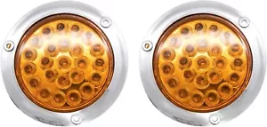 2pcs 24 led AMBER 4 inch round backup reverse tail lamp lights for truck trailer - Picture 1 of 6