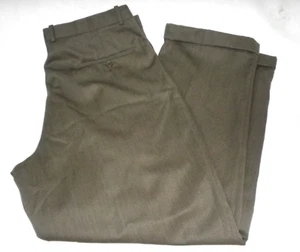 Bachrach Dress Pants Men's Size 38 x 32 Brown Wool Slacks pleats cuffs - Picture 1 of 10