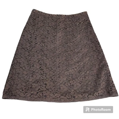 Context Petite Brown Knee Length Floral Lace Skirt Size 8P - Image 1 of 4