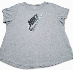 NIKE T-shirt Women's 2x Grey Swoosh Short Sleeve Tee Lightweight Top