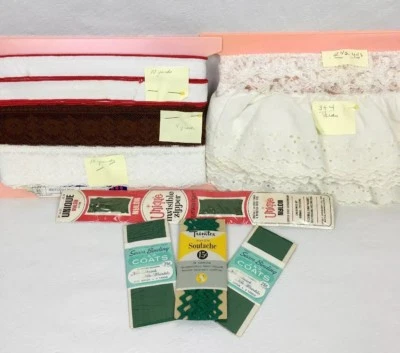 Rendas e acabamentos antigos acima de 30 jardas creme total branco ilhós marrom renda verde Rick Rack - Imagem 1 de 4