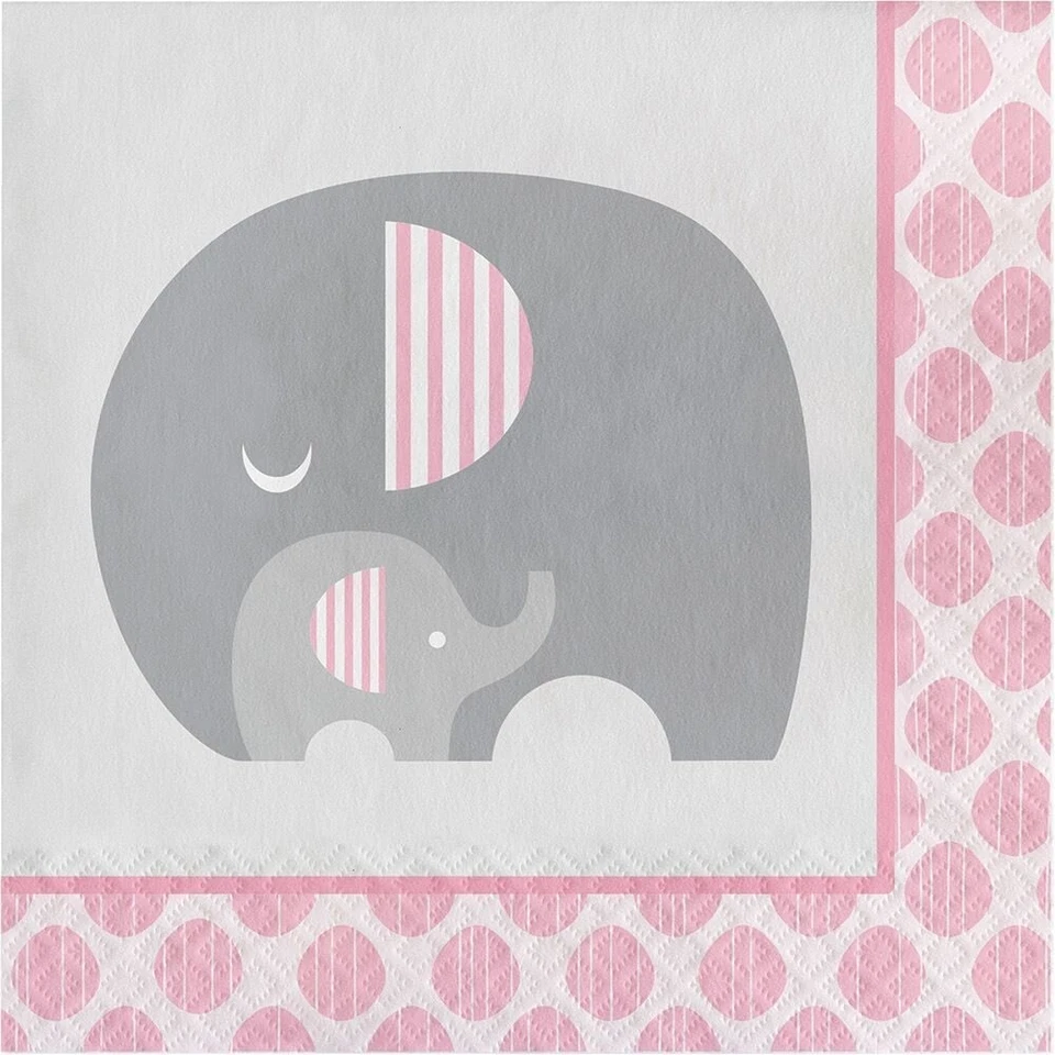 Little Peanut  Girl 16 Luncheon Napkins Pink Elephant Baby Shower - Image 1 of 1