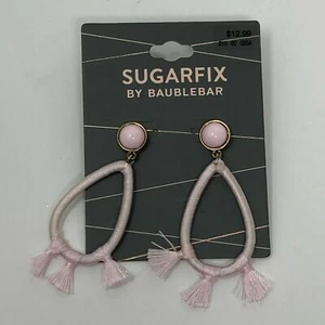 Pendientes Sugarfix By Baublebar Tela Rosa Borla Aros Estilo Poste - Imagen 1 de 3