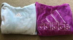 2 ADIDAS HOODED SWEATSHIRTS  W/FRONT POCKET & LOGO GIRLS XL (16) VELOUR  AWESOME - Picture 1 of 10