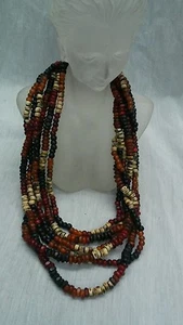 Gerda Lynggaard statement multi colors horn beads 6 strands necklace - Picture 1 of 6