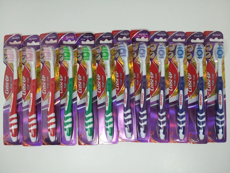 12 Close Up Right Angle Toothbrush w/Tongue Scraper MEDIUM bristle Toothbrushes - Image 1 of 1