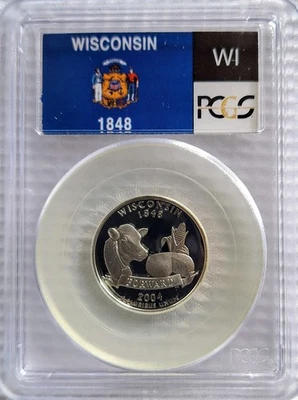 2004-S Wisconsin 25C  State Silver Quarter PCGS PR69 DCAM - Image 1 of 2