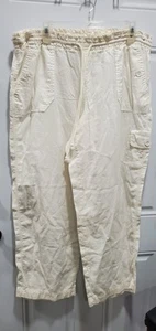 Avenue Pull On Linen/Cotton Blend White Cargo Pants Sz 14-16 EUC - Bild 1 von 8