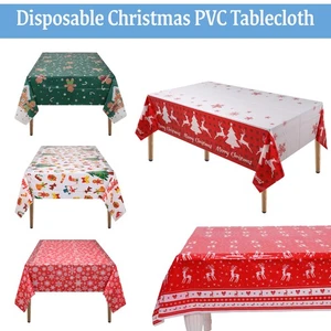 Christmas Tablecloth PVC Vinyl Cover Wipeable Waterproof Table Cloth Protector - Picture 1 of 52