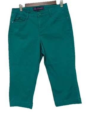 Gloria Vanderbilt Mujer Talla 10 Verde azulado Capris Bordado Acento con Cuentas Usado en Excelente Condición Foto 1 de 4