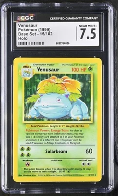 CGC 7.5 VENUSAUR 15 BASE SET UNLIMTED HOLO POKEMON - Image 1 of 2
