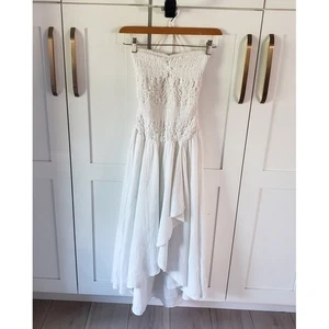 Free People Sparkling Drop Waist Moment Midi Dress Womens XS Ivory Strapless - Picture 1 of 7