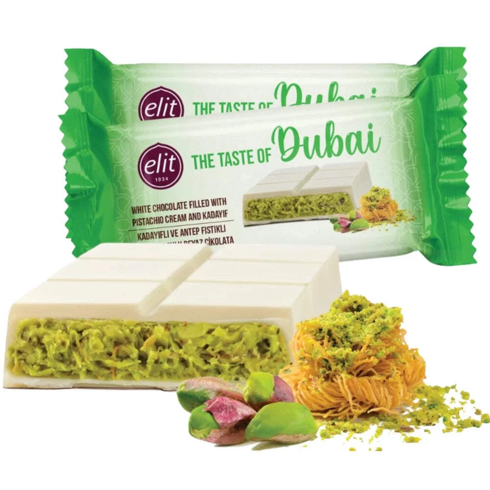 US-MARKET & CANDYWORLD24 Elit Dubai Weisse Schokolade - Pistazien 90g