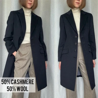 Brooks Brothers NWOT Cashmere Wool Black Navy Shade Button Coat Petite M (8) - Image 1 of 4