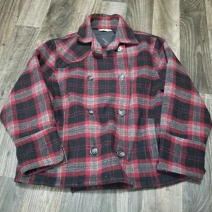 Chaqueta Abrigo Mujer Woolrich Buffalo Lana Cuadros Roja y Negra Talla XL - Imagen 1 de 15