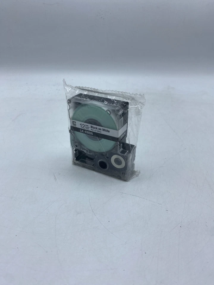 LK-4WBN EPSON TAPE CARTRIDGE BLACK ON WHITE 12MM X 9M LABELS. No Box - Image 1 of 1