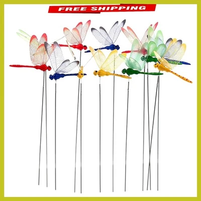 Estacas de jardín vibrantes de libélula 3D - 24 piezas decorativas resistentes a la intemperie Foto 1 de 4