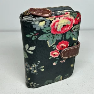 Cath Kidston Purse Wallet Blue Floral Zip Around Coin Purse Folding Card Holder - Picture 1 of 24