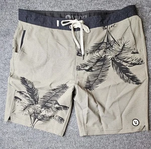 Boardshorts Vuori para hombre talla 33 verde palmeras 8" entrepierna 4 vías elástico  - Imagen 1 de 7