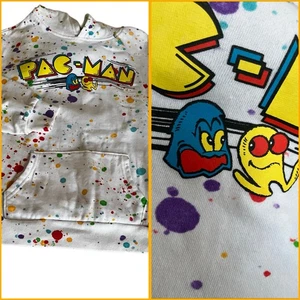 Pac-Man Graphic Sweatshirt with Hood Youth Sz L White Multicolor - Picture 1 of 7