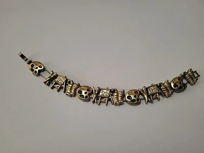 Vintage Gold Tone Artist Painting Art Slide Charm Bracelet - Image 1 of 4