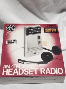 New Open Box GE General Electric AM/FM Stereo Headset Radio 7-1600 NOS - Picture 1 of 5