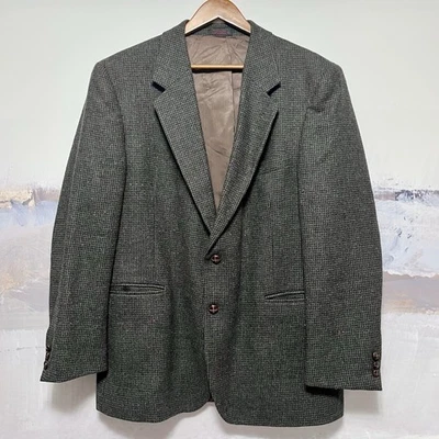 Abrigo deportivo de tweed 44R de lana azul mancha de pájaro azul gris BOSTON TRADERS de colección para hombre Foto 1 de 4