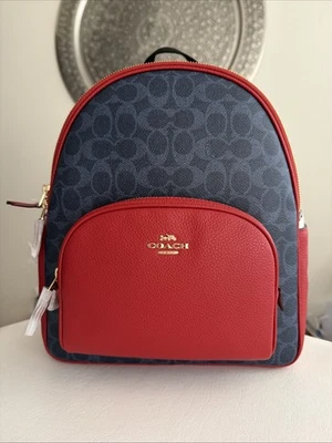 Coach Court Backpack In Signature Canvas CZ176 Denim/Bold Red NWT - Image 1 of 4
