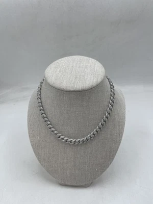 Cadena cubana GLD 16 pulgadas 8,5 mm con punta de diamante oro blanco 14K/circonita cúbica Foto 1 de 4