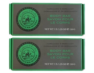 (2-Pack) Crabtree & Evelyn Men’s CARDAMOM & BERGAMOT 3 Body Bar Bath Soaps - Picture 1 of 3