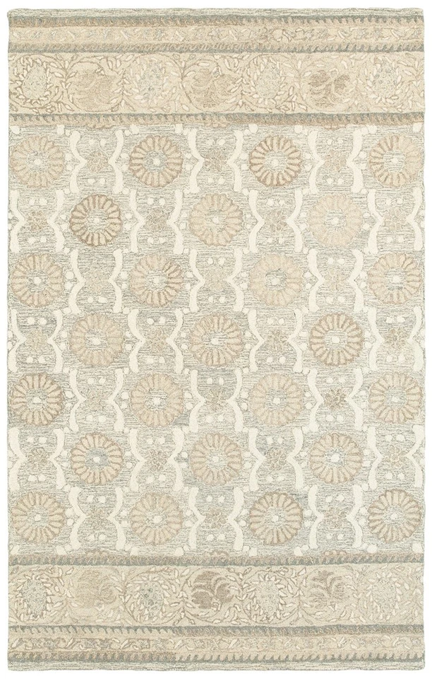 5x8 Sphinx Black Rings Circles Banded DOts Floral Area Rug 93002 - Aprx 5' x 8' - Image 1 of 1